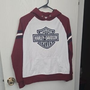 Harley-Davidson Burgundy and White Men's Hoodie